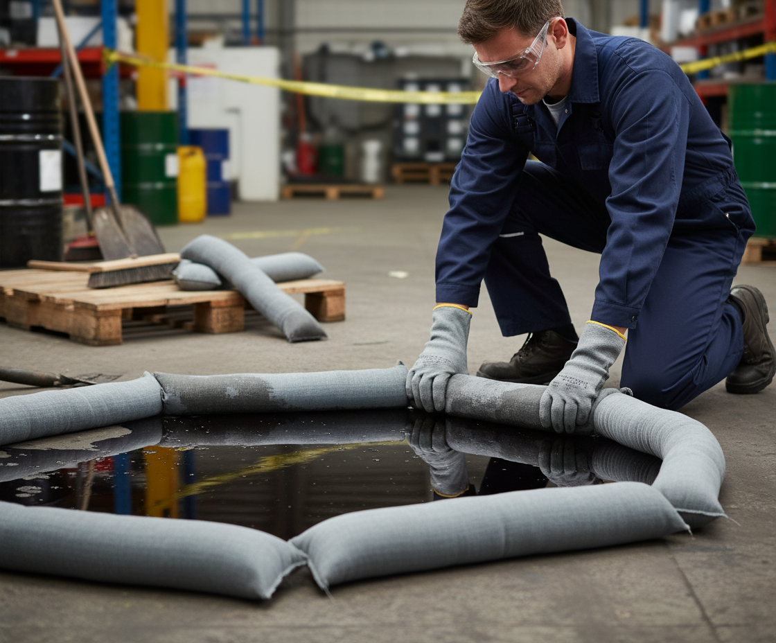 Maintenance Absorbent Socks 90 Litre 7.5cmØ x 1.2m for Machinery Spill Control
