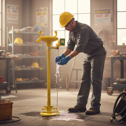 Pedestal Mounted Emergency Eye Wash 22 Litre 80cm x 27cm x 13cm for Industrial Safety