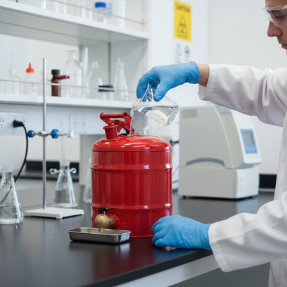 Laboratory Can 19 Litre 298mmØ x H429mm Red for Laboratory Dispensing