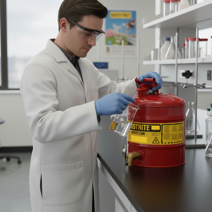 Laboratory Can 19 Litre 298mmØ x H429mm Red for Safe Liquid Pouring