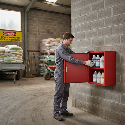 Pesticides & Agrochemical Cabinet 19kg 610mm x 305mm x 610mm Red for Chemical Storage
