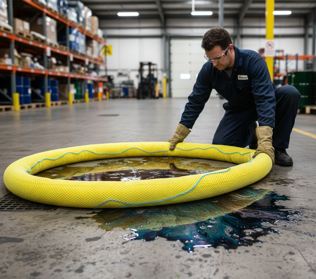Chemical Absorbent Booms 120 Litre 13cmØ x 3m for Hazardous Spill Containment