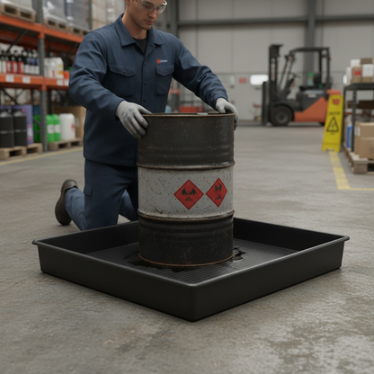 Drip Tray 144 Litre 1200 x 1200mm Black for Hazardous Material Storage