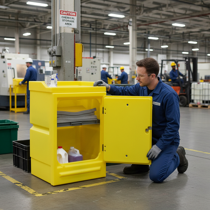 Lockable Cabinet 48 Litre 640 x 580 x 980mm for Storing Cleaning Materials