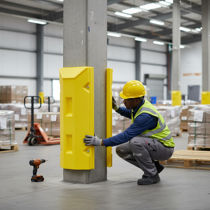 Column Protector 12kg 360mm x 350mm x 945mm Yellow for Forklift Damage Prevention