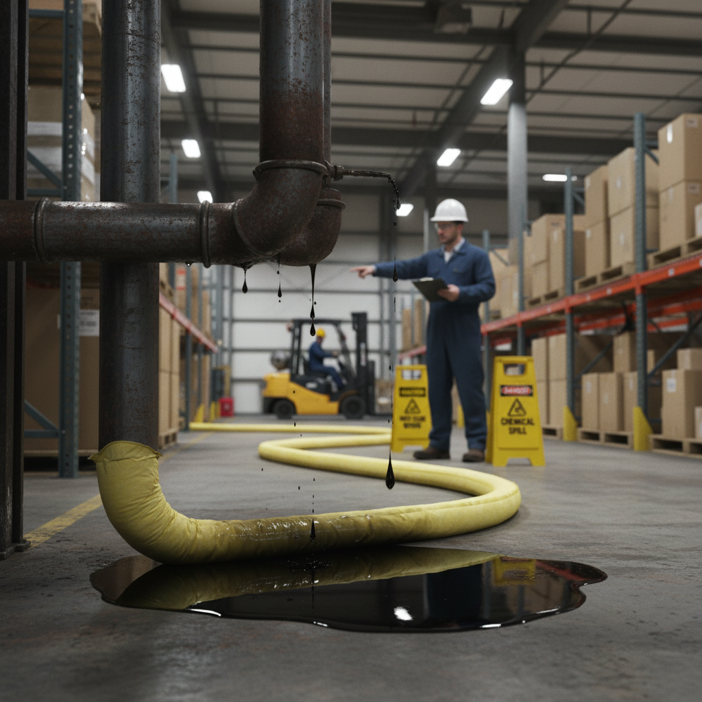 Chemical Absorbent Socks 90 Litre 8cmØ x 3m for Liquid Spill Containment