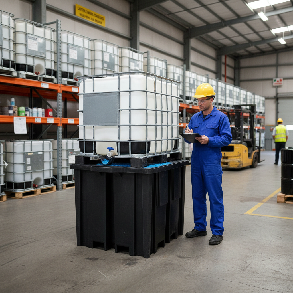 Recycled Polyethylene IBC Spill Pallet 1150 Litre 1330 x 1230 x 1090mm for Chemical Storage