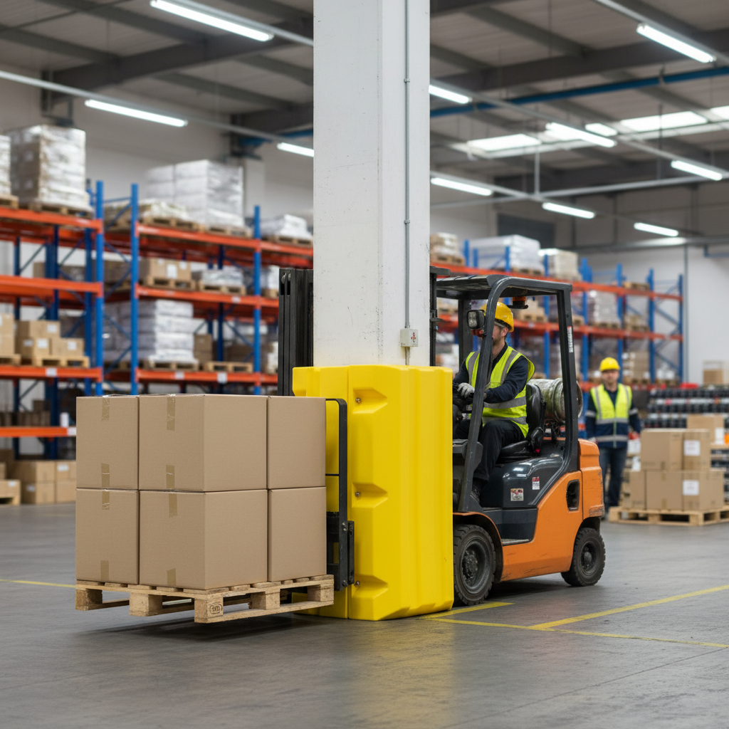 Column Protector 34kg 640mm x 500mm x 1000mm Yellow for Forklift Damage Prevention