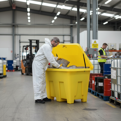 Storage Container 350 Litre 1265 x 855 x 910mm Yellow for Liquid and Powder Storage