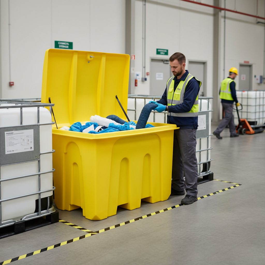 Storage Bin 1000 Litre 1460 x 1010 x 975mm Yellow for Forklift Movement