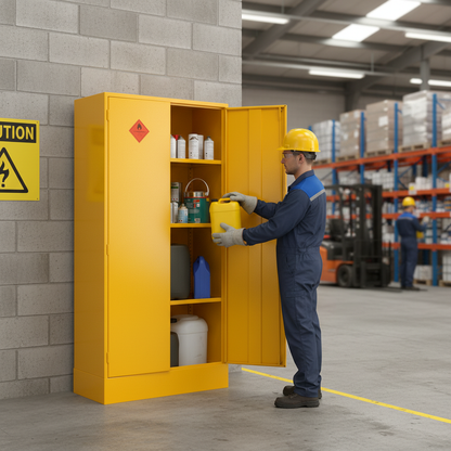 Flammable Liquids Storage Cabinet 72kg 915mm x 457mm x 1829mm Steel for Safe Chemical Storage