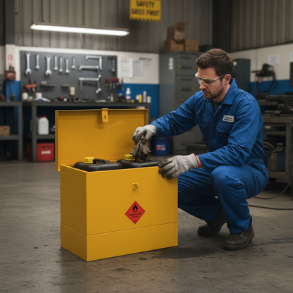 Flammable Liquids Storage Bin 18kg 508mm x 330mm x 609mm Steel for Safe Liquid Storage