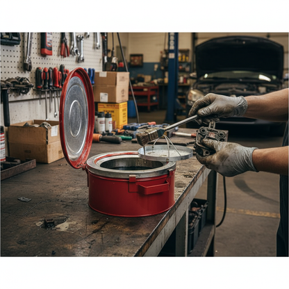 Bench Can 4 Litre 238mmØ x H114mm Red for Soaking Parts