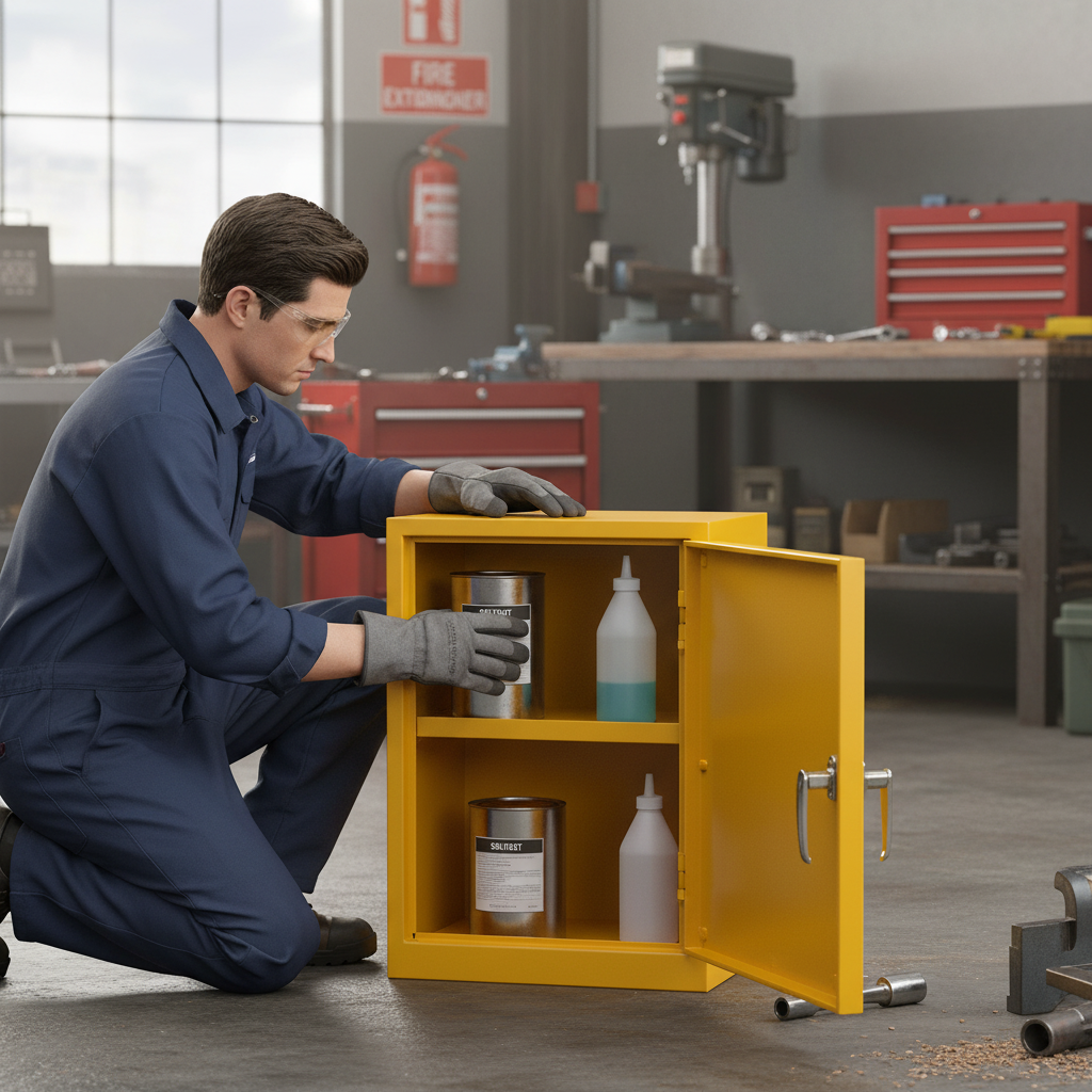 Flammable Liquids Storage Cabinet 19kg 609mm x 305mm x 609mm Yellow for Flammable Liquid Storage