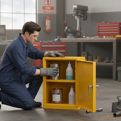 Flammable Liquids Storage Cabinet 19kg 609mm x 305mm x 609mm Yellow for Flammable Liquid Storage