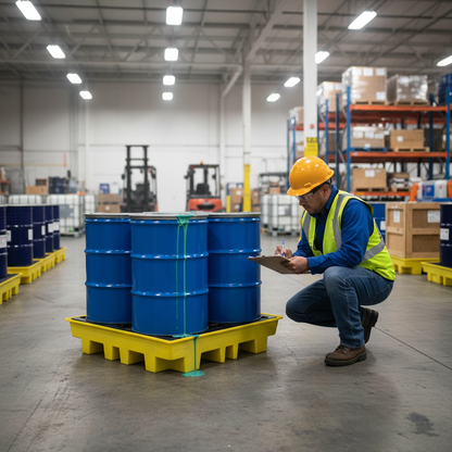 Low Profile Plastic Spill Pallet 205 Litre 1280mm x 1285mm for Drum Storage