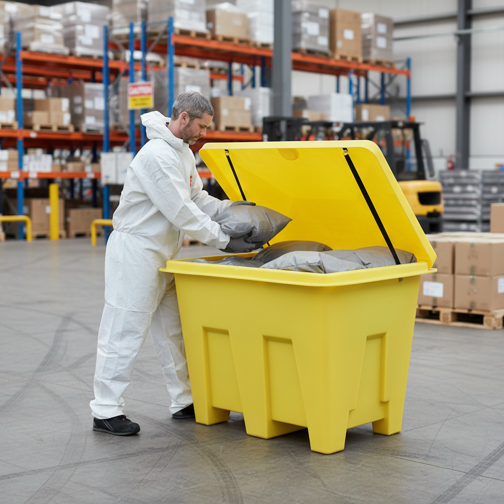 Storage Container 350 Litre 1265 x 855 x 910mm Yellow for Liquid and Powder Storage