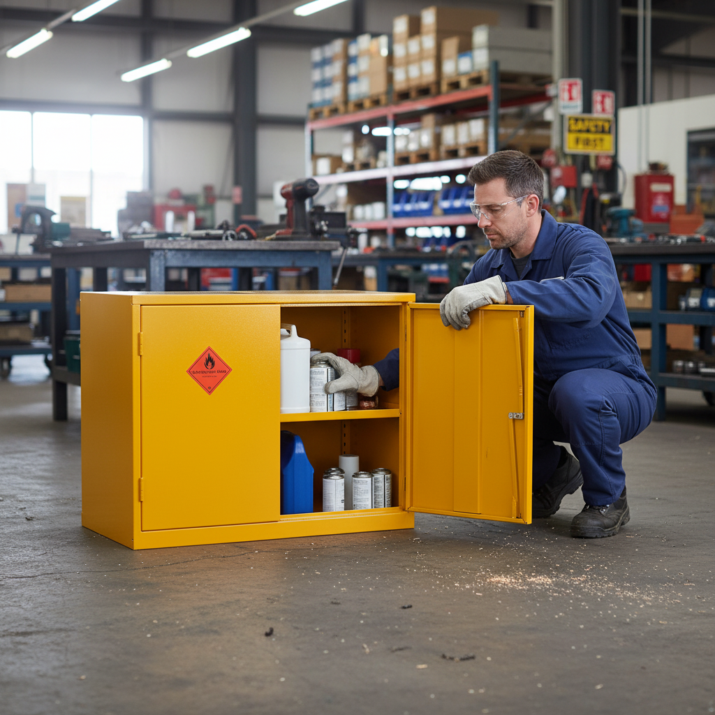Flammable Liquids Storage Cabinet 33kg 915mm x 457mm x 711mm Steel for Safe Chemical Storage
