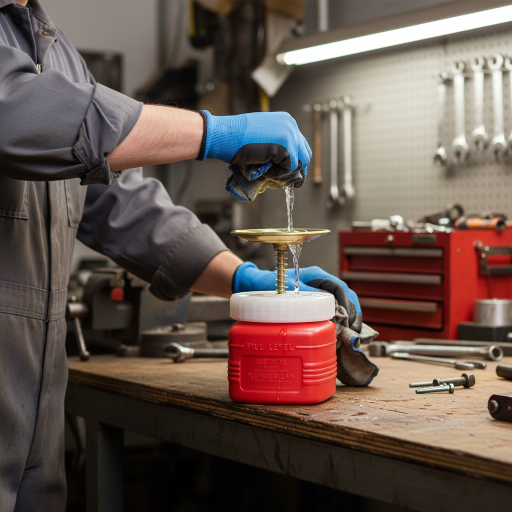 Plunger Can 1 Litre 141mmØ H210mm Red for Industrial Cleaning