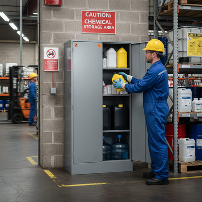 Hazardous Liquid COSHH Cabinet 80 Litre 915mm x 457mm x 1829mm for Chemical Storage