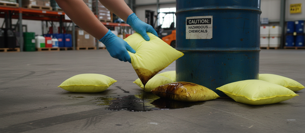Chemical Absorbent Pillows 6 Litre 50cm x 40cm for Chemical Spill Management