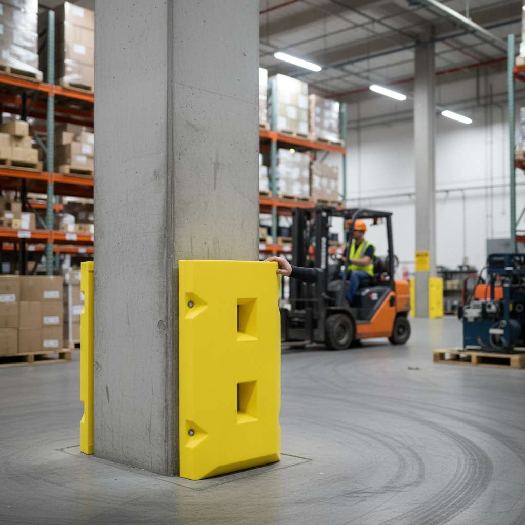Column Protector 18kg 515mm x 490mm x 945mm Yellow for Forklift Damage Prevention