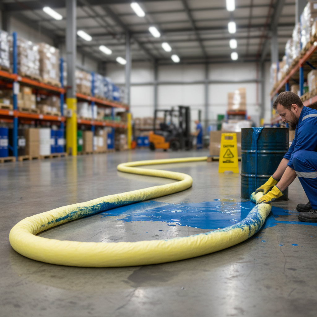 Chemical Absorbent Socks 90 Litre 8cmØ x 3m for Liquid Spill Containment