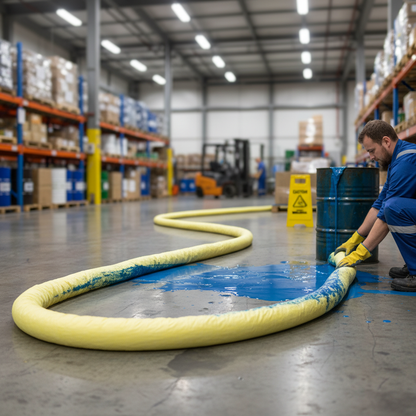 Chemical Absorbent Socks 90 Litre 8cmØ x 3m for Liquid Spill Containment