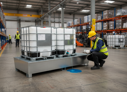 Double IBC Spill Pallet 1100 Litre 2540mm x 1220mm x 495mm for IBC Storage